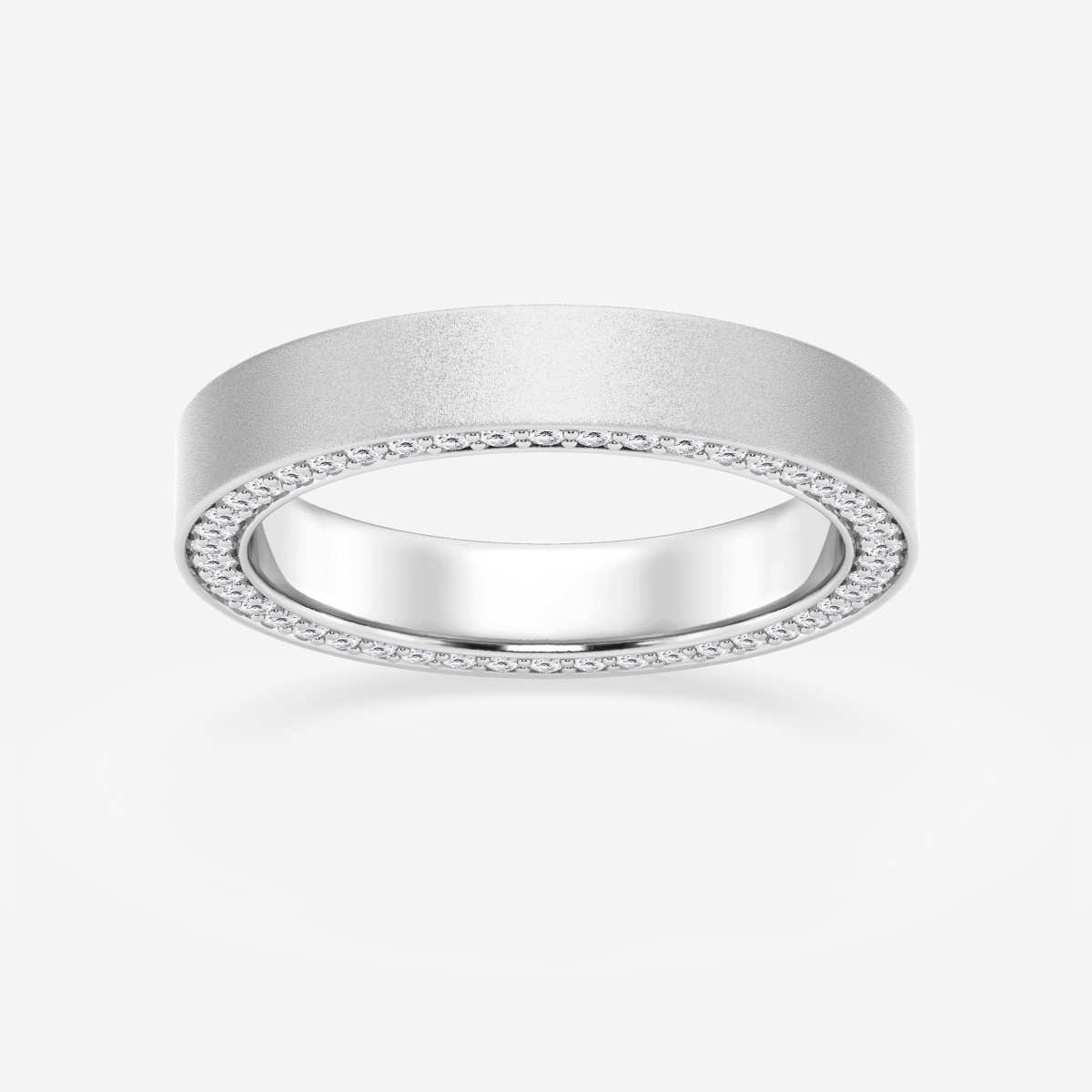 7/8 ctw Round Lab Grown Diamond 4mm Sandblast Finish Flat Eternity Band
